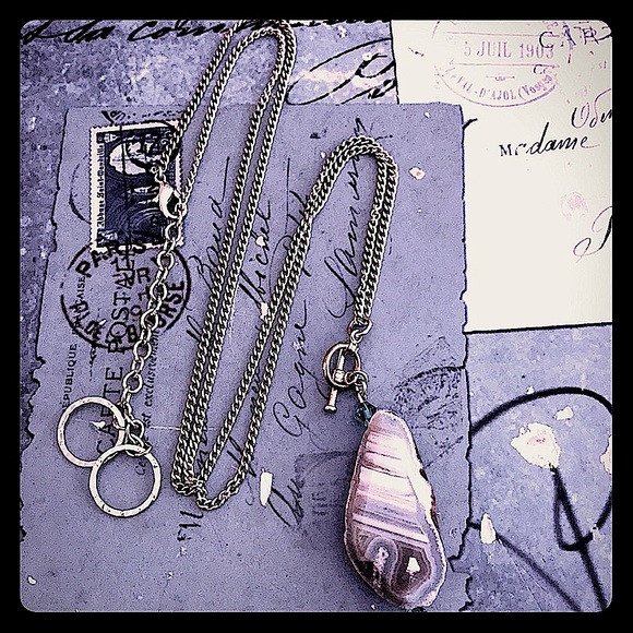 New RLDesigns stainless neutral greige agate and Swarovski necklace - Picture 1 of 6